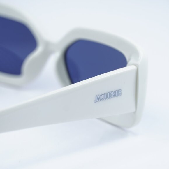 Jacquemus ROND CARRE JAC/11 C2 Sunglasses White Rectangle Frame, Blue Lenses - Picture 5 of 11